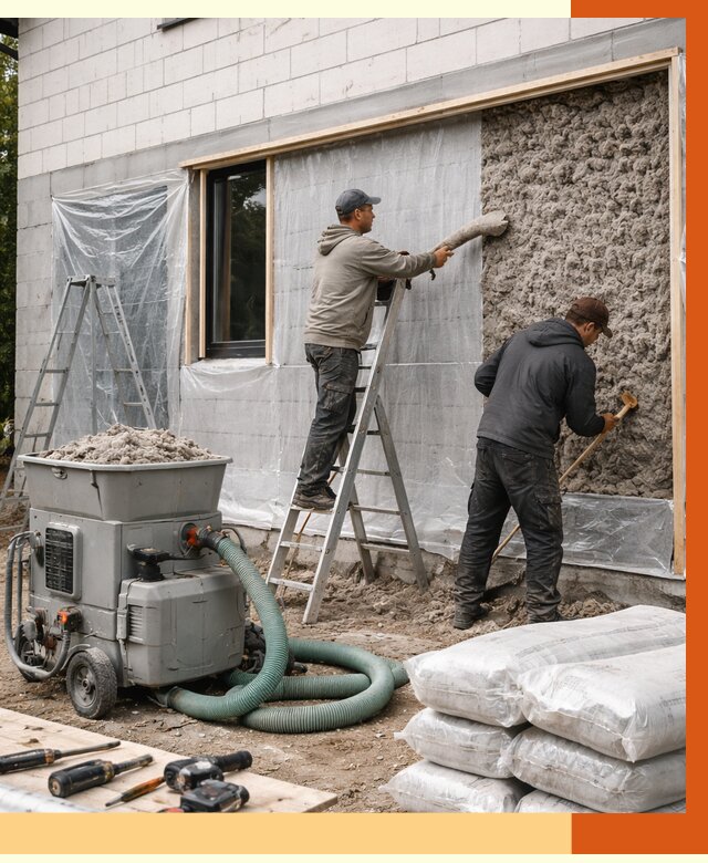 Утепление дома из газобетона эковатой в Лангепасе от 4545 руб./м2 | ТепломастерЛнг